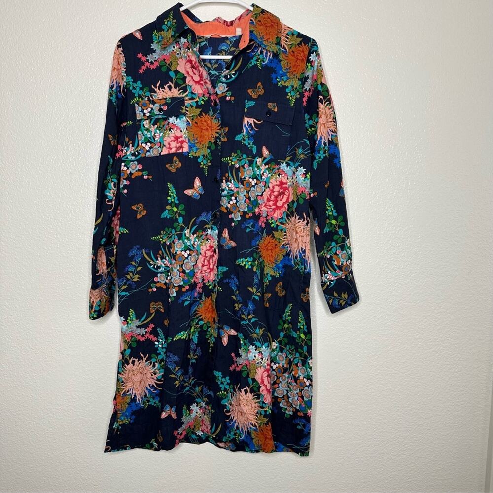 Soft Surroundings Floral Shirt Dress Button Front Small